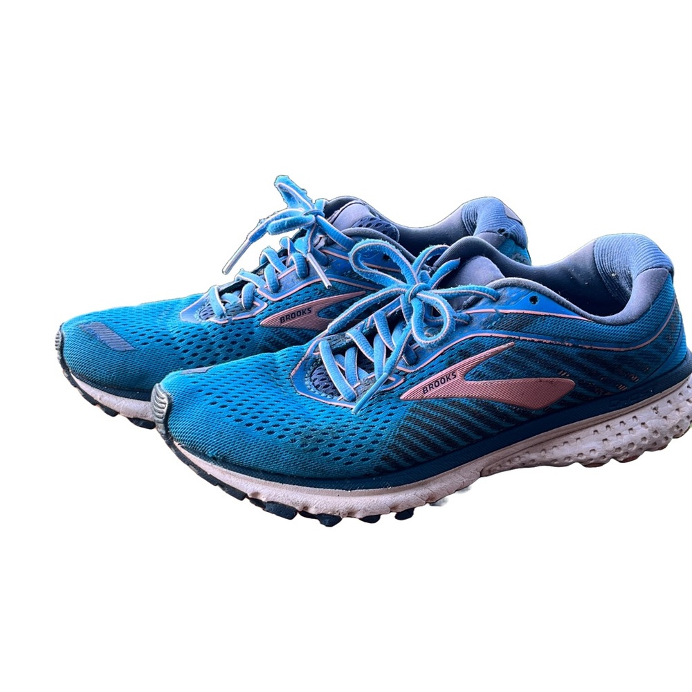 Brooks Ghost 12 Women’s Running Shoes – Size 8.5 (B) – Blue & Rose Gold